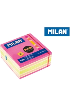 Karteczki fluo mix Milan kostka 76 x 76 mm 400 sztuk
