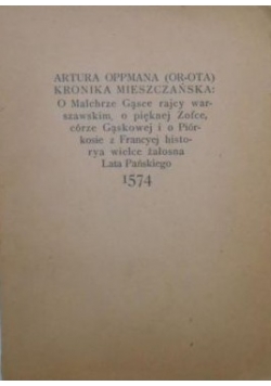 Kronika mieszczańska,  1922 r.