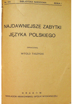 Najdawniejsze zabytki języka polskiego 1927 r.