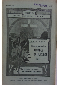 Historia Powszechna Kościoła Katolickiego, 1903r.