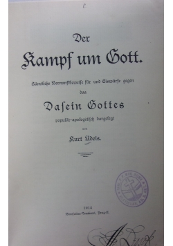 Der Kampf um Gott, 1914r.