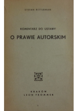 O Prawie Autorskim ,1937r.