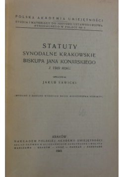 Statuty synodalne krakowskie biskupa Jana Konarskiego, 1945 r.