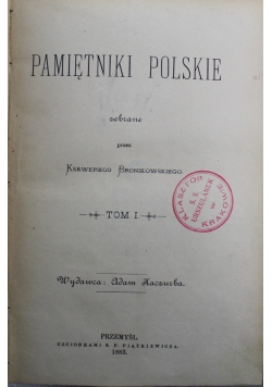 Pamiętniki Polskie Tom I 1883 r.