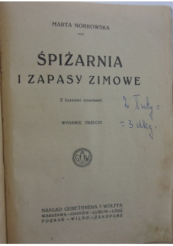 Spiżarnia i zapasy zimowe, 1925r.