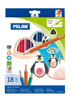 Kredki ołówkowe trójkątne 18 kolorów MILAN