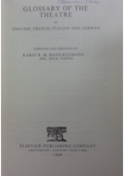 Glossary the theatre