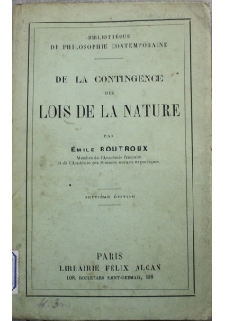 De la contingence des lois de la nature 1913 r.