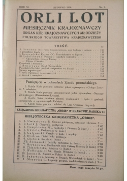 Orli lot miesięcznik krajoznawczy. Rok XI, Nr. 9 , 1930 r.