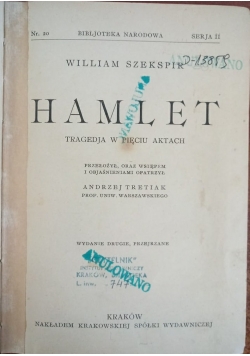 Hamlet. Tragedja w 5 aktach, 1925 r.