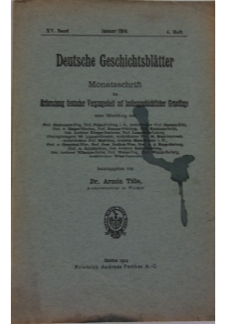 Deutsche Geschichtsblatter 4 , 1914r.