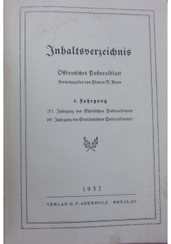 Inhaltsverzeichnis, 1937r.
