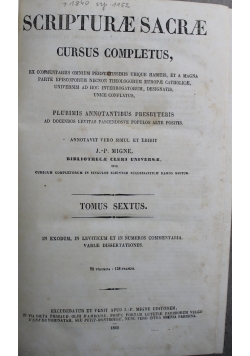 Scripturae sacrae cursus completus Tomus Sextus 1866 r