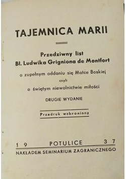 Tajemnica Marii, 1937 r.
