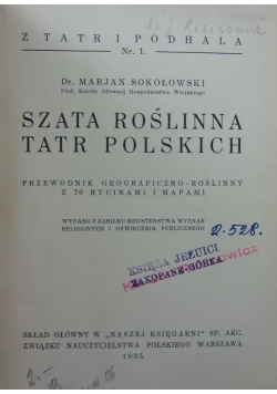 Szata roślinna Tatr Polskich, 1935r.
