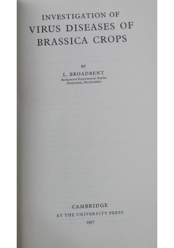 Investigation of Virus Diseases of Brassica Crops