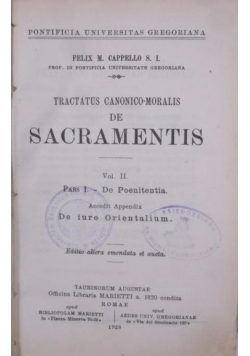 Tractatus Canonico Moralis de Sacramentis, 1947r.