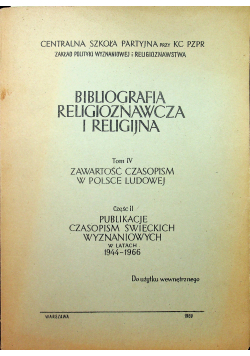 Bibliografia religioznawcza i religijna tom IV