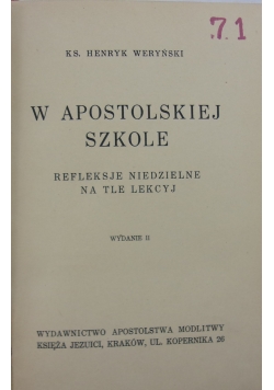 W apostolskiej szkole, 1939 r.