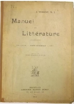 Manuel de Litterature, 1921 r.