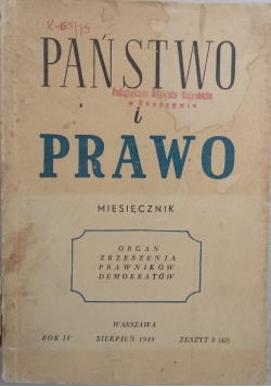 Państwo i Prawo Zeszyt 8, 1949 r.