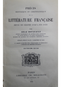 Precis Historique et Chronologique de la Litterature Francaise 1899 r.