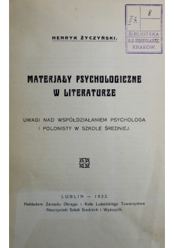 Materiały psychologiczne w literaturze 1933