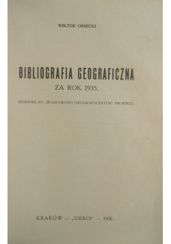 Bibliografia Geograficzna za rok 1935 + skorowidz nazwisk  , 1936 r.