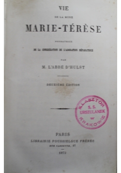 Vie de la Mere Marie Terese 1873 r.