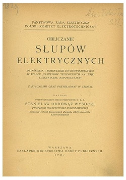 Obliczanie słupów elektrycznych, 1927r.