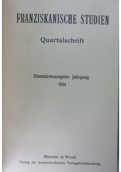 Franziskanische Studien, 1934r.