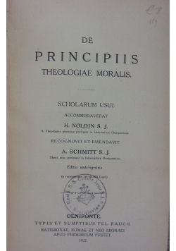De Principiis Theologiae Moralis, 1927 r.