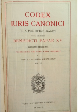 Codex Iuris Canonici, 1931 r.