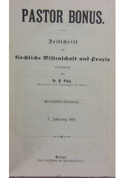 Pastor Bonus. Zeitschrift für kirchliche Wissenschaft und Praxis. 1895 r.