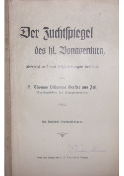 Der Juchtispiegel des hl. Bonaventura