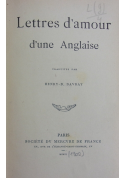 Lettres d'amour d'une Anglaise , 1902 r.