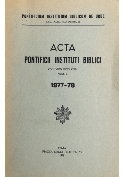 Acta pontificii instituti biblici 1977 -1978, tom 4