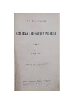 Historya Literatury Polskiej tom I, 1903 r.