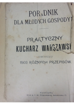 Poradnik dla młodych gospodyń, 1908r.