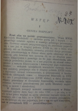 O klasyczności i romantyczności, 1920r.