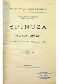 Spinoza i dzisiejszy monizm 1912r