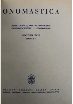 Onomastica Rocznik XVII zeszyt 1 do 2