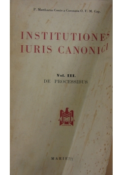 Institutiones Iuris Canonici ,Vol III