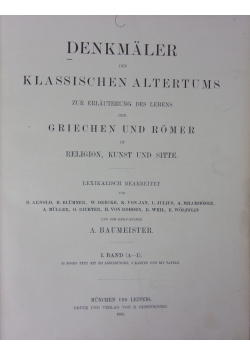Denkmaler des klassischen Altertums, I. Band, 1885r.