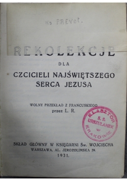 Rekolekcje dla Czcicieli Najświętszego Serca Jezusa 1931 r