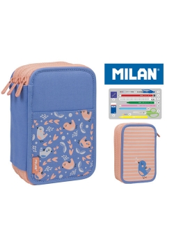 Piórnik MILAN 3-poziomowy z wyposażeniem COCONUT róż