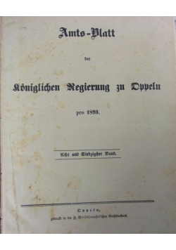 Amts-Blatt der Koniglichen Regierung zu Oppeln, 1893r.