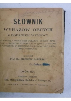 Słownik wyrazów obcych z podaniem wymowy , 1924 r.