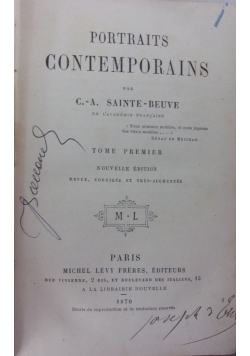Portraits Contemporains, 1870r.