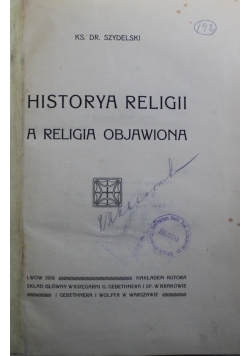 Historya religii a religia objawiona 1916 r.